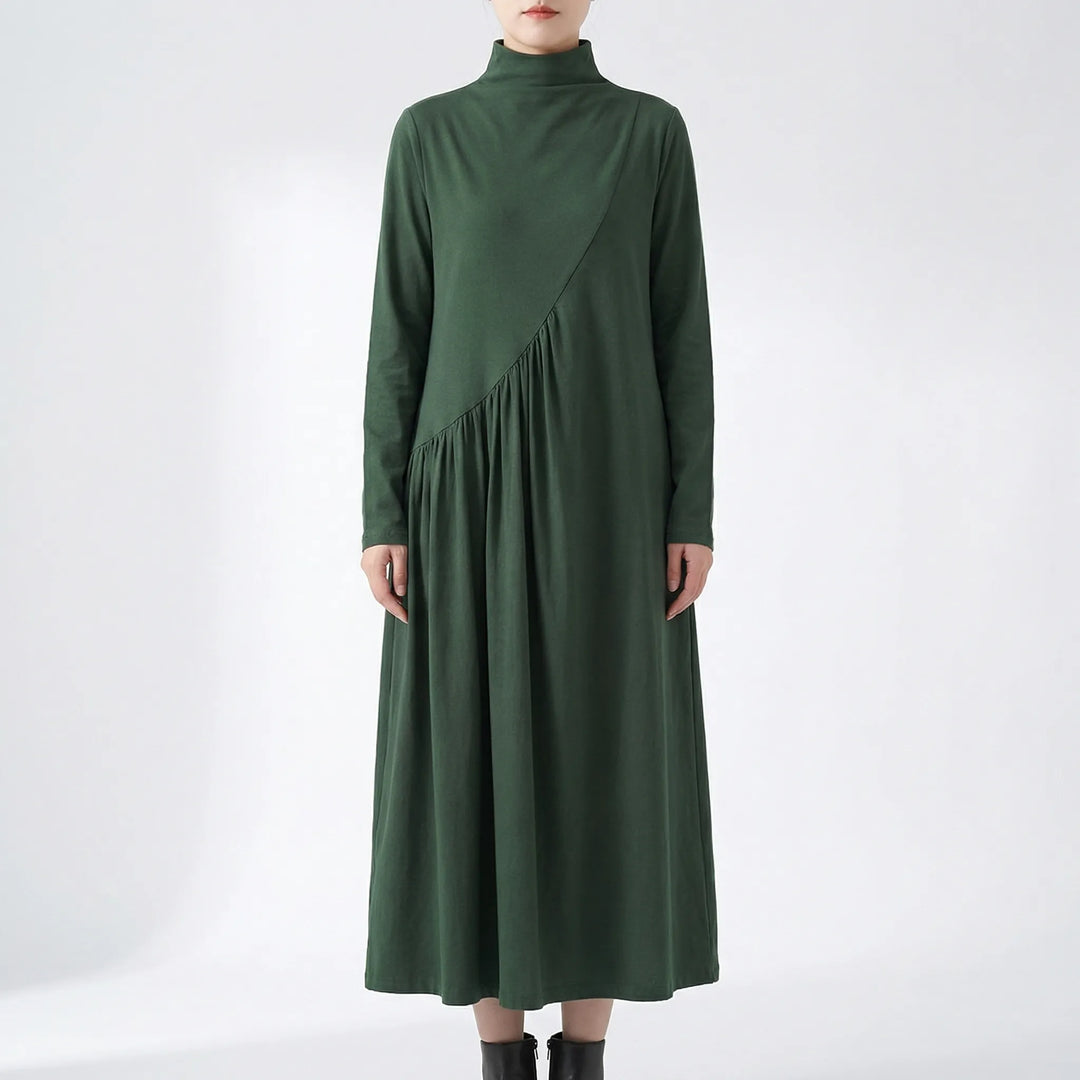 Verdalia - Vestido largo de cuello alto y manga larga