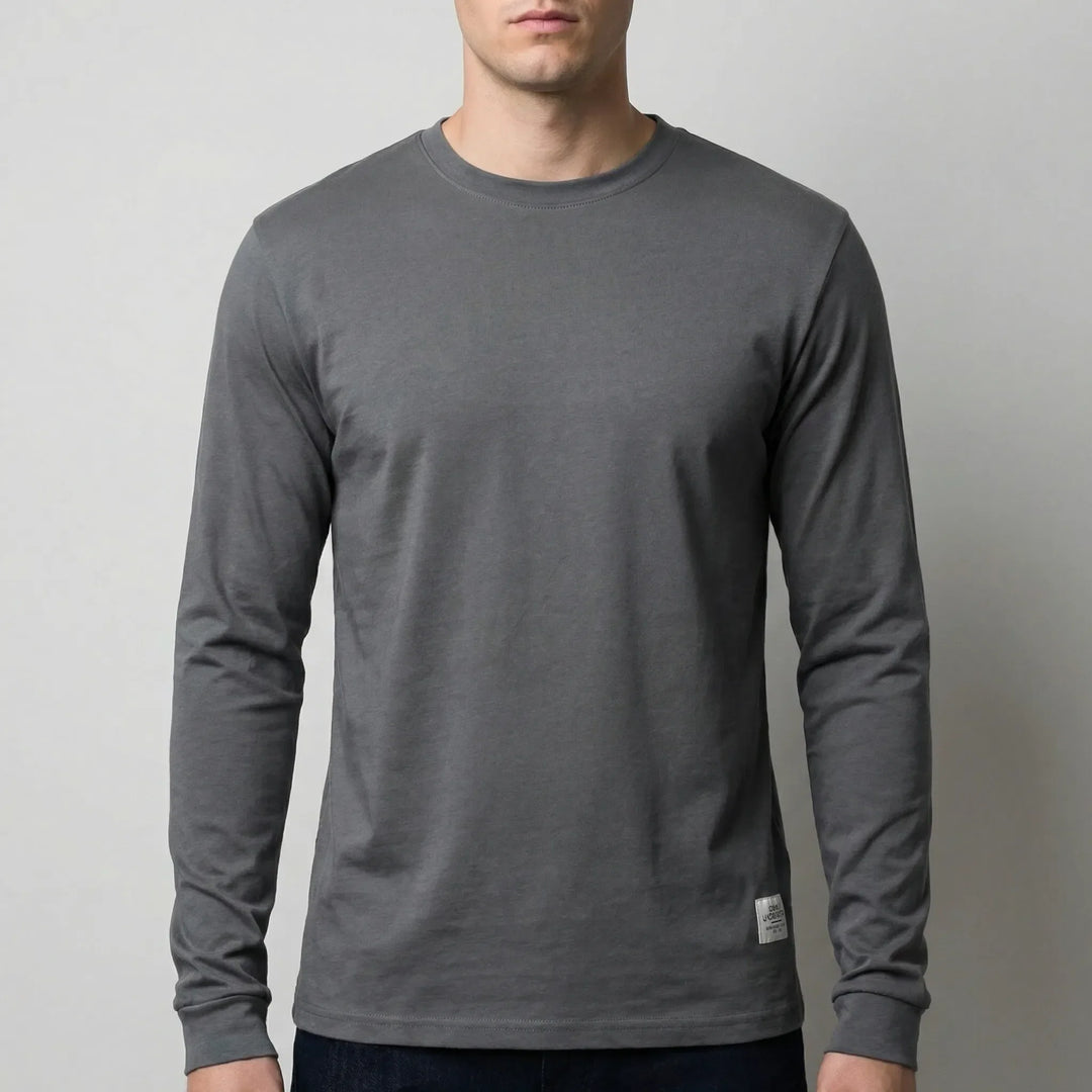 Vestalo - Camisa de manga larga con cuello redondo para hombre