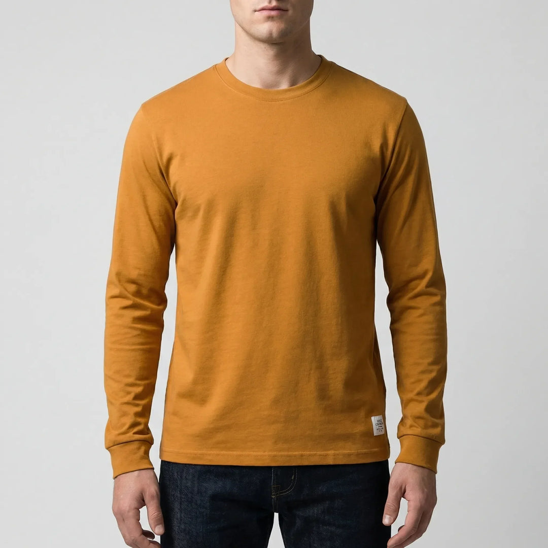 Vestalo - Camisa de manga larga con cuello redondo para hombre
