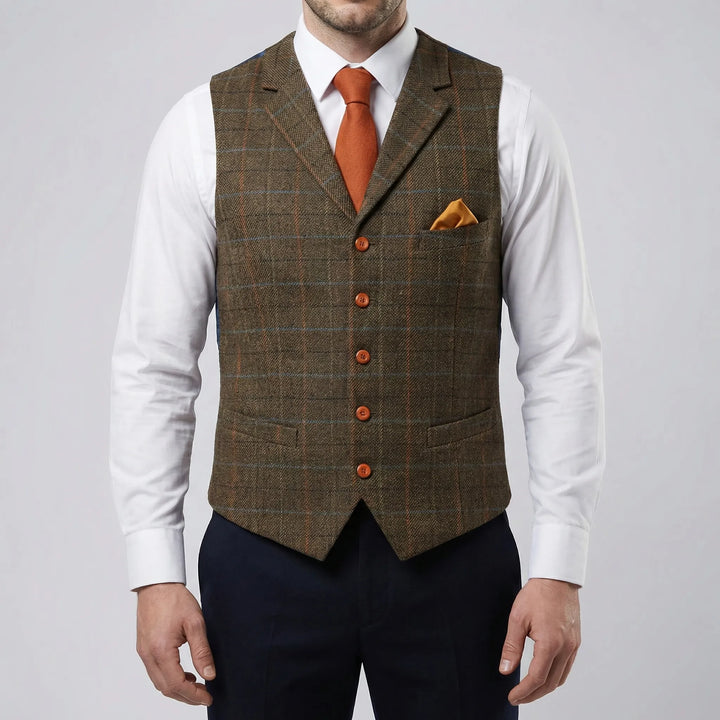 Vesthaven - Chaleco vintage con cuello en V y botones delanteros