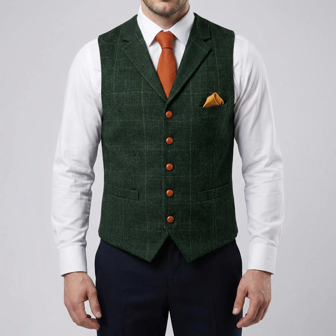 Vesthaven - Chaleco vintage con cuello en V y botones delanteros