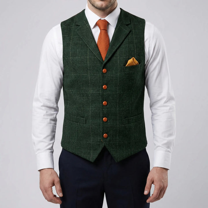 Vesthaven - Chaleco vintage con cuello en V y botones delanteros