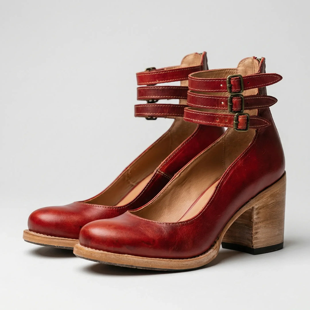 Vintrella - Zapatos de tacón grueso de inspiración vintage