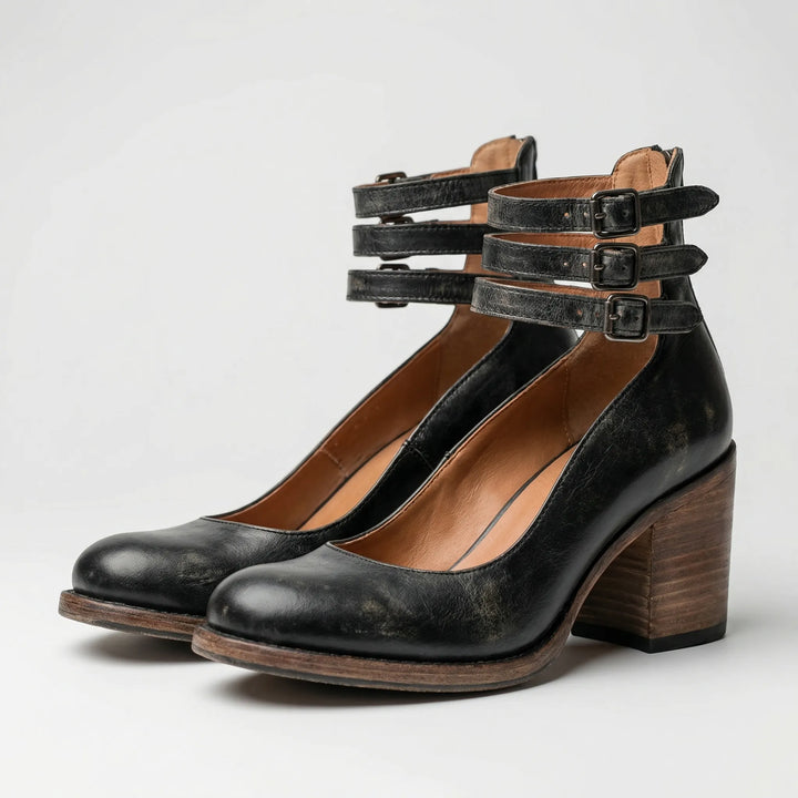 Vintrella - Zapatos de tacón grueso de inspiración vintage