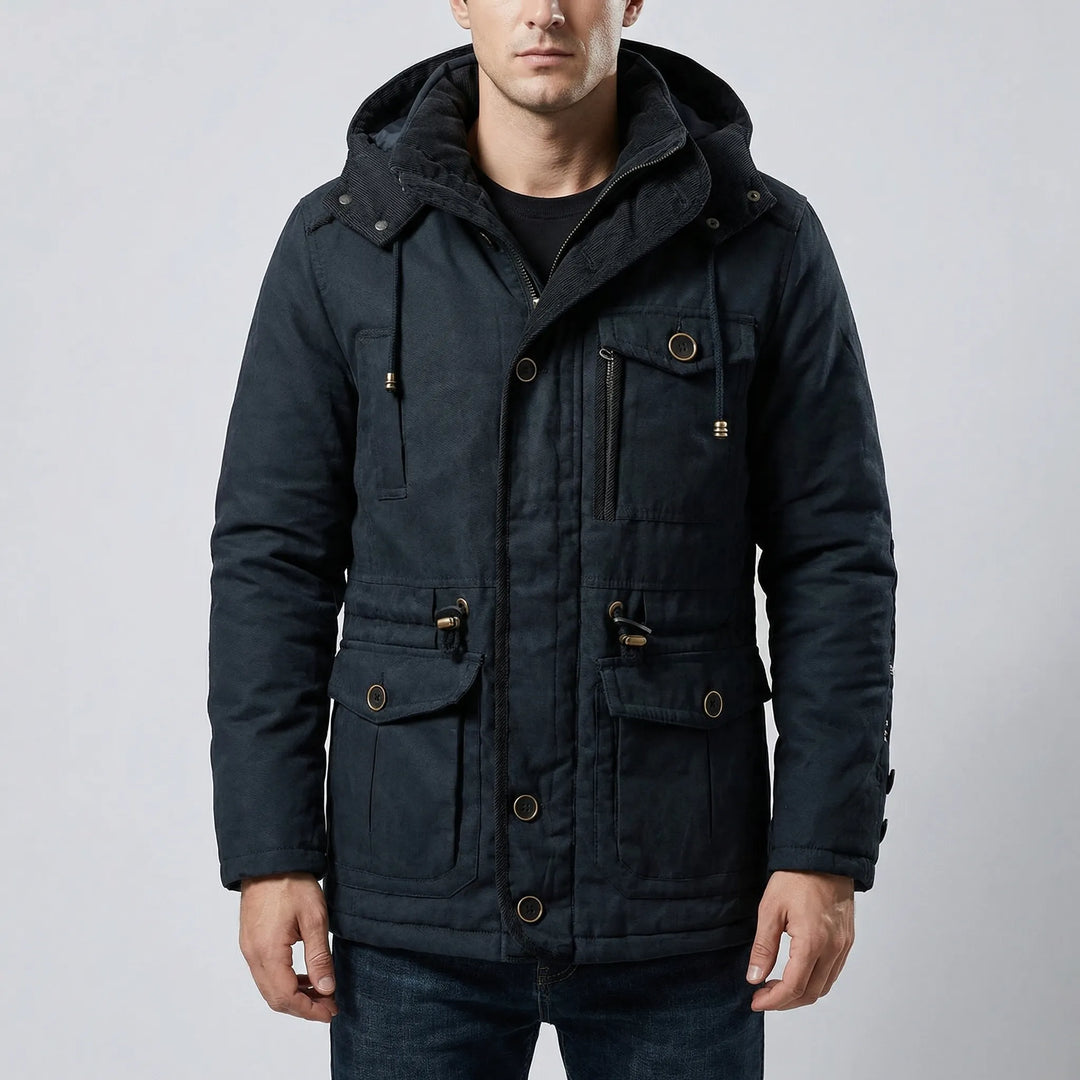 Vraktex - Chaqueta de invierno con capucha y múltiples bolsillos