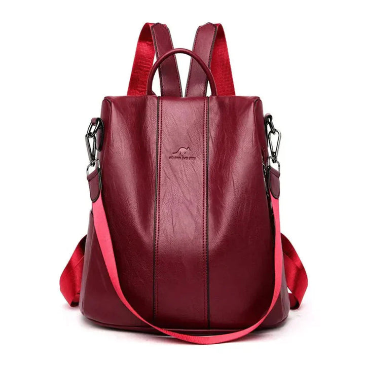 mochila de cuero antirrobo para mujer