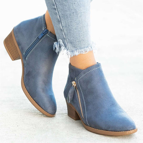 Botas de tobillo elegantes para mujer con cremallera
