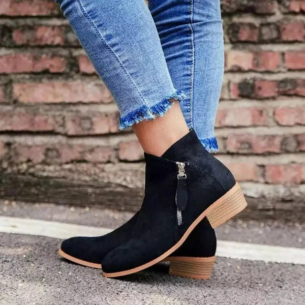 Botas de tobillo elegantes para mujer con cremallera