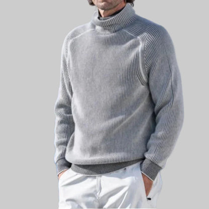 Suéter de cuello alto para hombre, elegante, de punto liso.