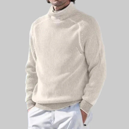 Suéter de cuello alto para hombre, elegante, de punto liso.