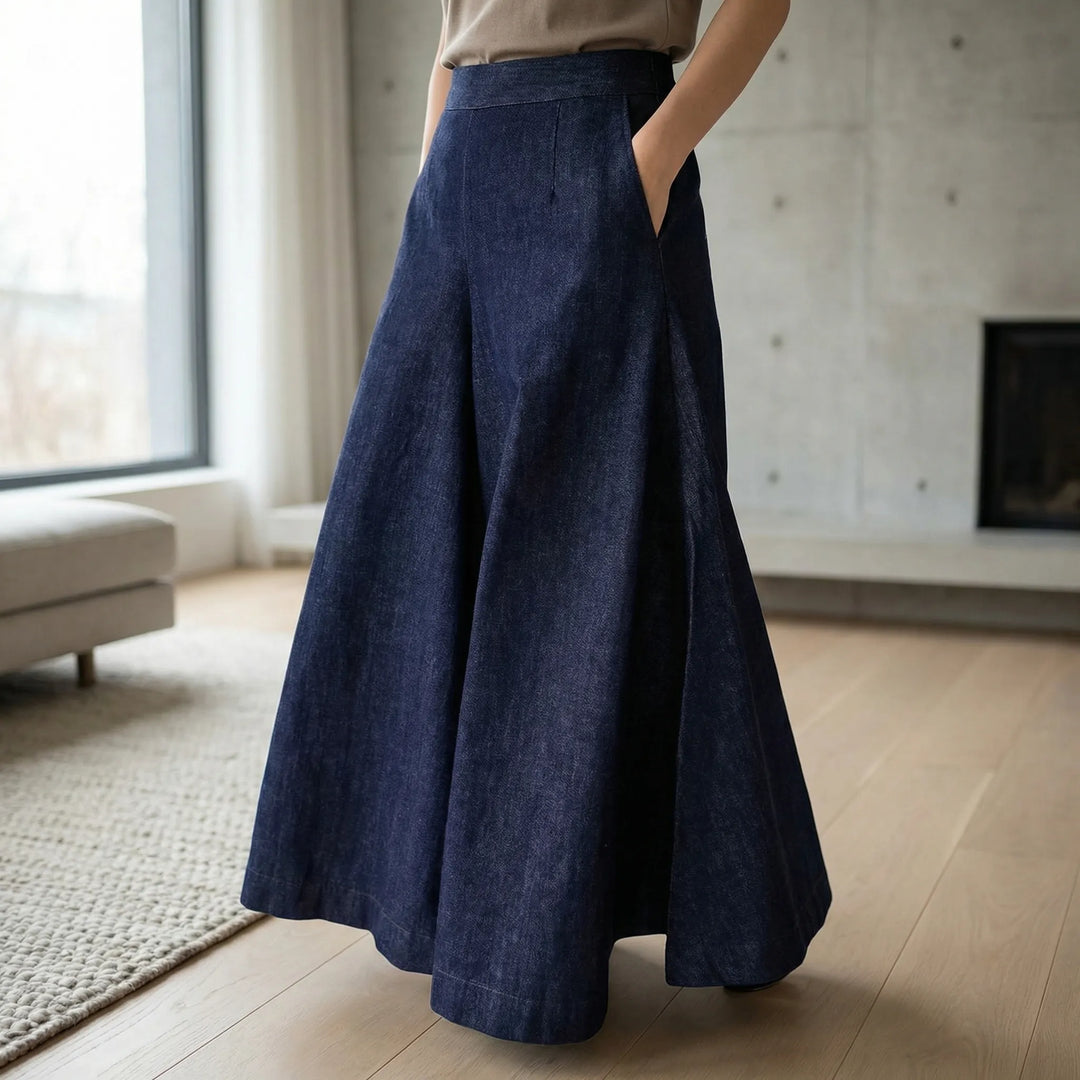 Wideaux - Pantalones de mujer de pierna ancha y largo completo