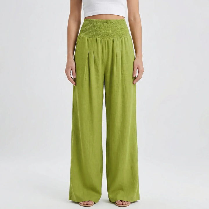 Widevelle - Pantalones palazzo de pierna ancha y talle alto