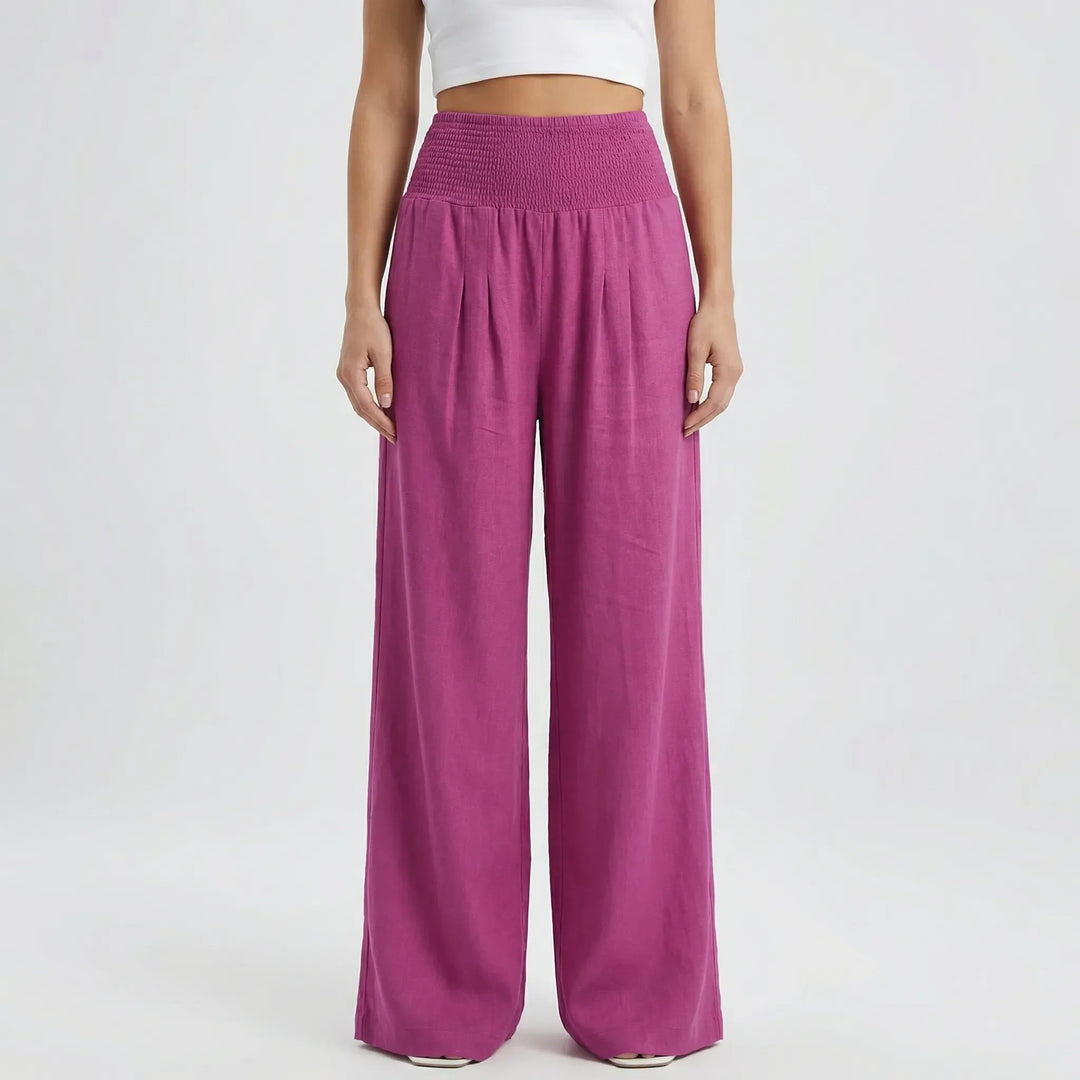 Widevelle - Pantalones palazzo de pierna ancha y talle alto
