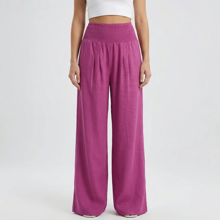Widevelle - Pantalones palazzo de pierna ancha y talle alto