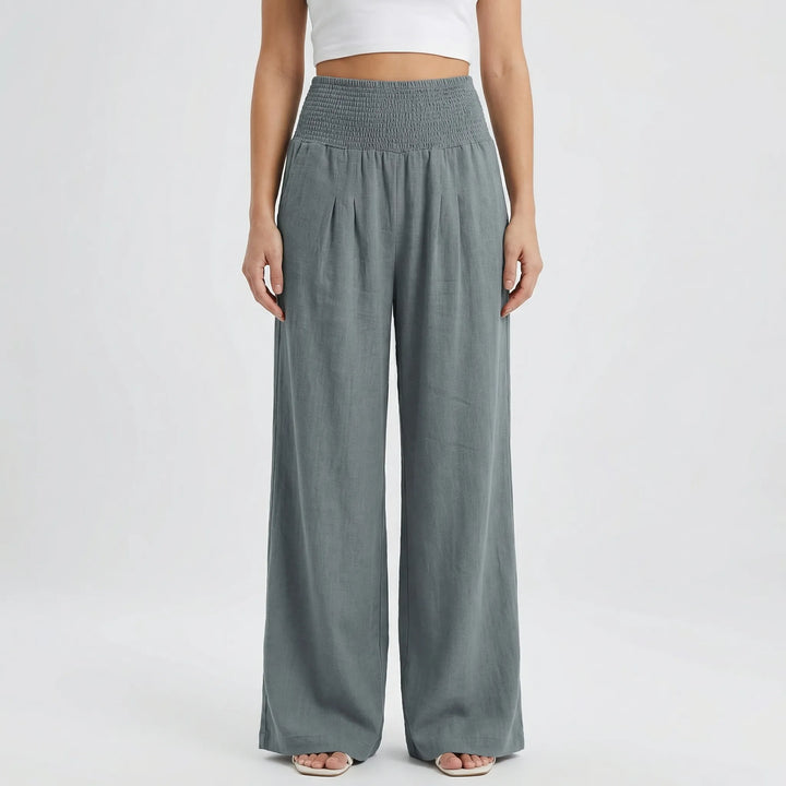 Widevelle - Pantalones palazzo de pierna ancha y talle alto