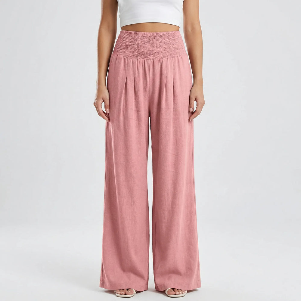 Widevelle - Pantalones palazzo de pierna ancha y talle alto