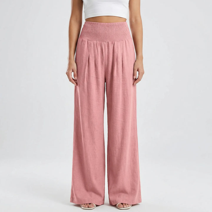 Widevelle - Pantalones palazzo de pierna ancha y talle alto