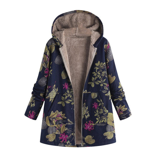 Chaqueta estampada de inspiración vintage con bolsillos delanteros
