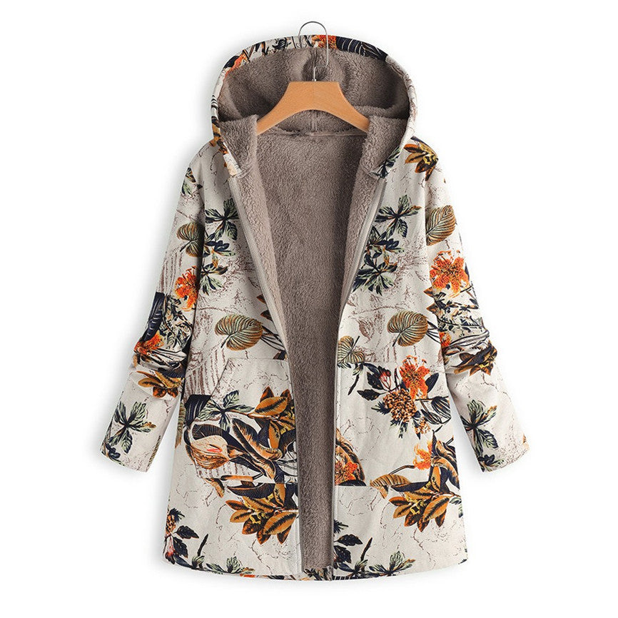 Chaqueta estampada de inspiración vintage con bolsillos delanteros