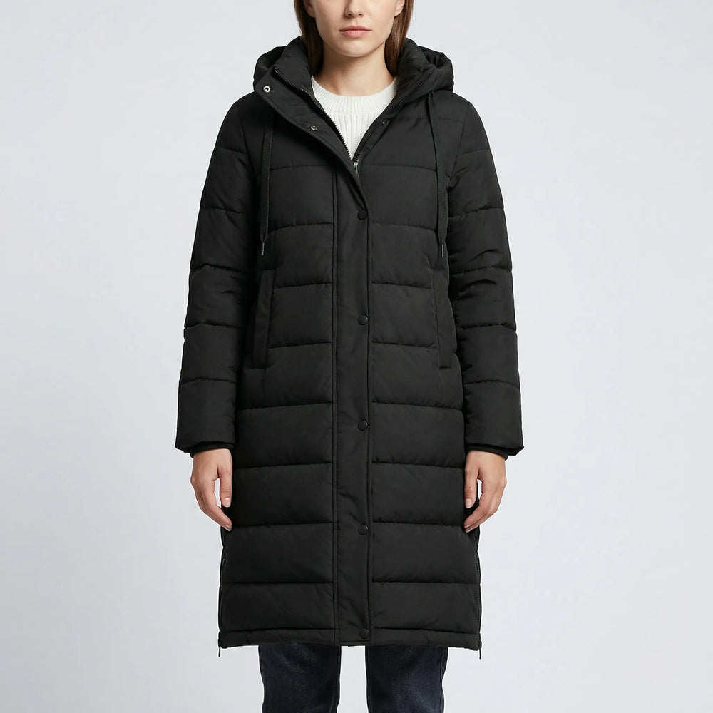 Wintrelux - Chaqueta larga de invierno acolchada con capucha