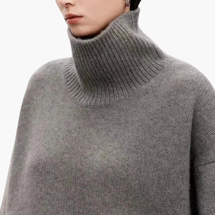 Suéter de Cuello Alto Oversized para Mujeres – Capa de Punto Relajada