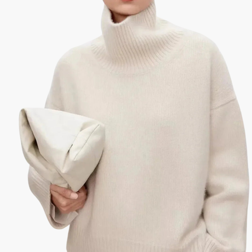 Suéter de Cuello Alto Oversized para Mujeres – Capa de Punto Relajada
