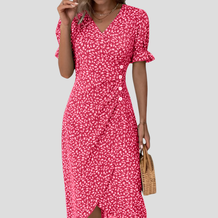 Vestido midi floral elegante para mujer