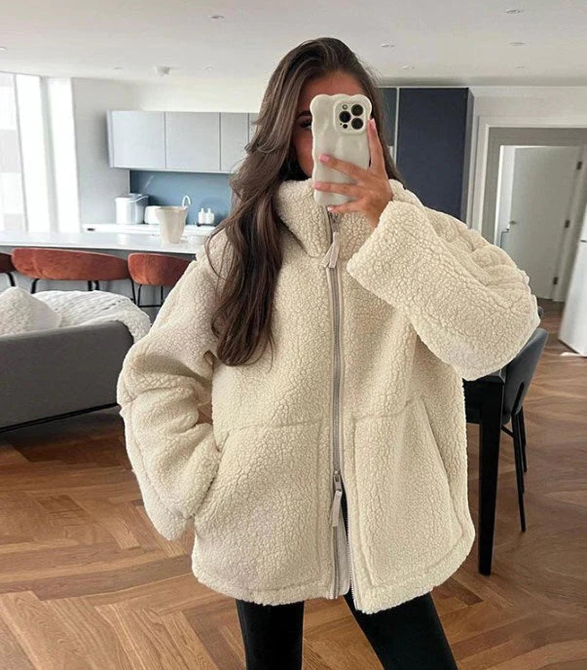 Chaqueta de lana de gran tamaño para mujer