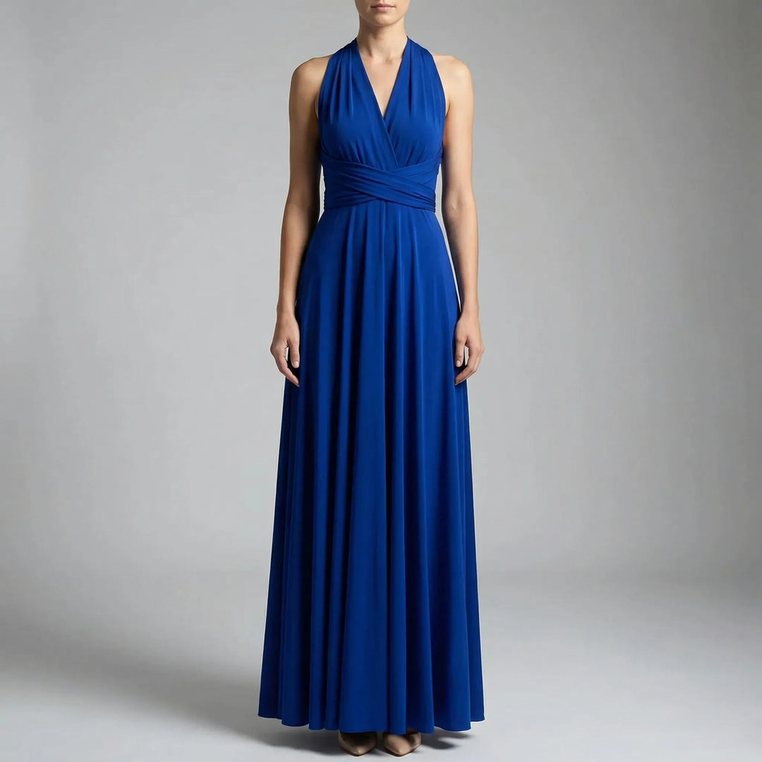 Wravelle - Vestido midi cruzado ajustable para mujer
