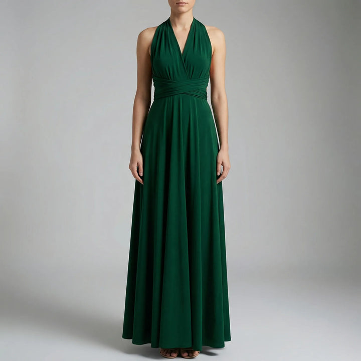 Wravelle - Vestido midi cruzado ajustable para mujer