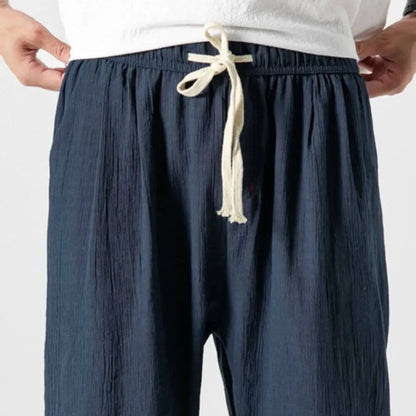 Pantalones cómodos de algodón y lino para hombre: ropa ligera y de uso diario