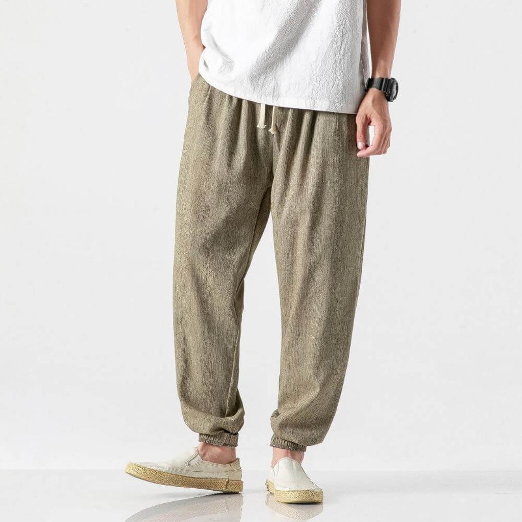 Pantalones Cómodos de Algodón y Lino – Ligeros para Uso Diario