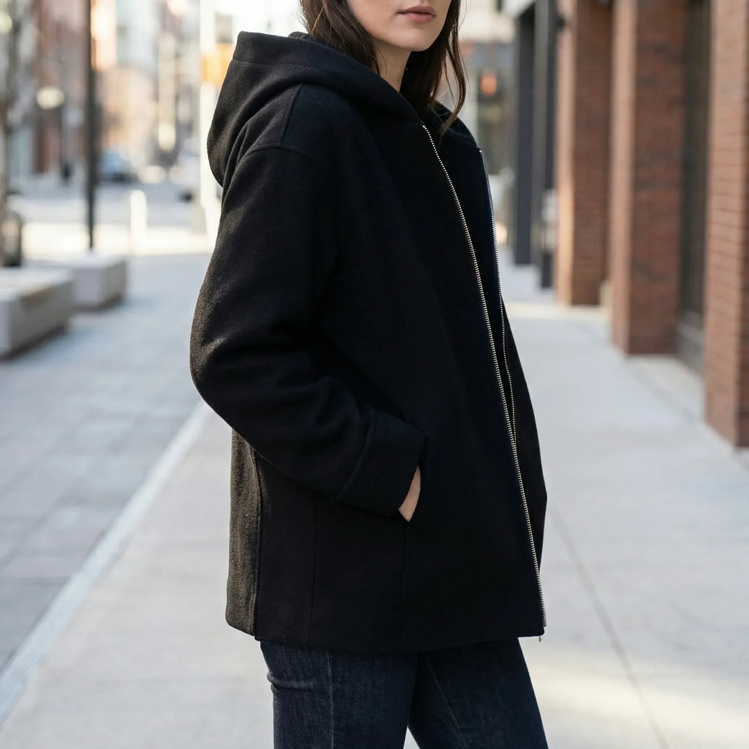 Ziphova - Chaqueta con capucha y cremallera para mujer