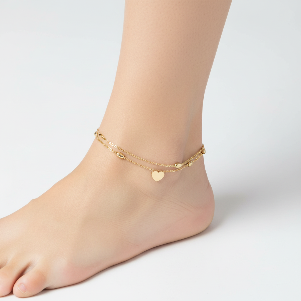 Tobillera de Cadena Doble de Moda – Pulsera de Pie Trendy