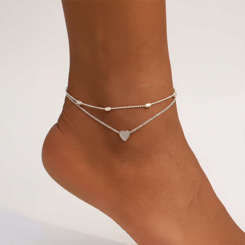 Tobillera de Cadena Doble de Moda – Pulsera de Pie Trendy