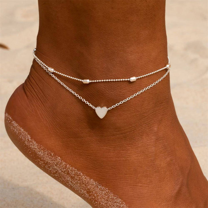 Pulsera de Tobillo de Doble Cadena de Moda