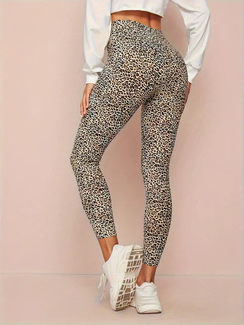 Leggings de cintura alta con estampado de leopardo para mujer