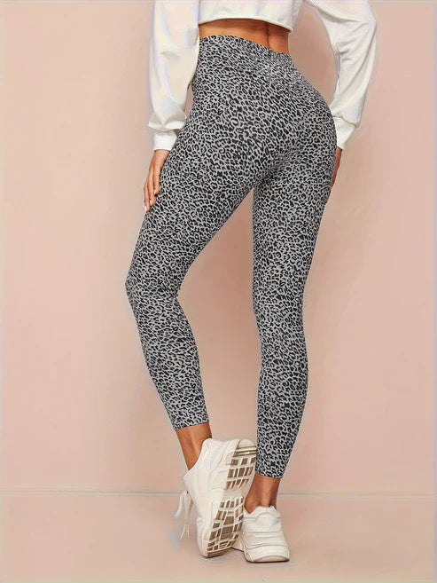 Leggings de cintura alta con estampado de leopardo para mujer