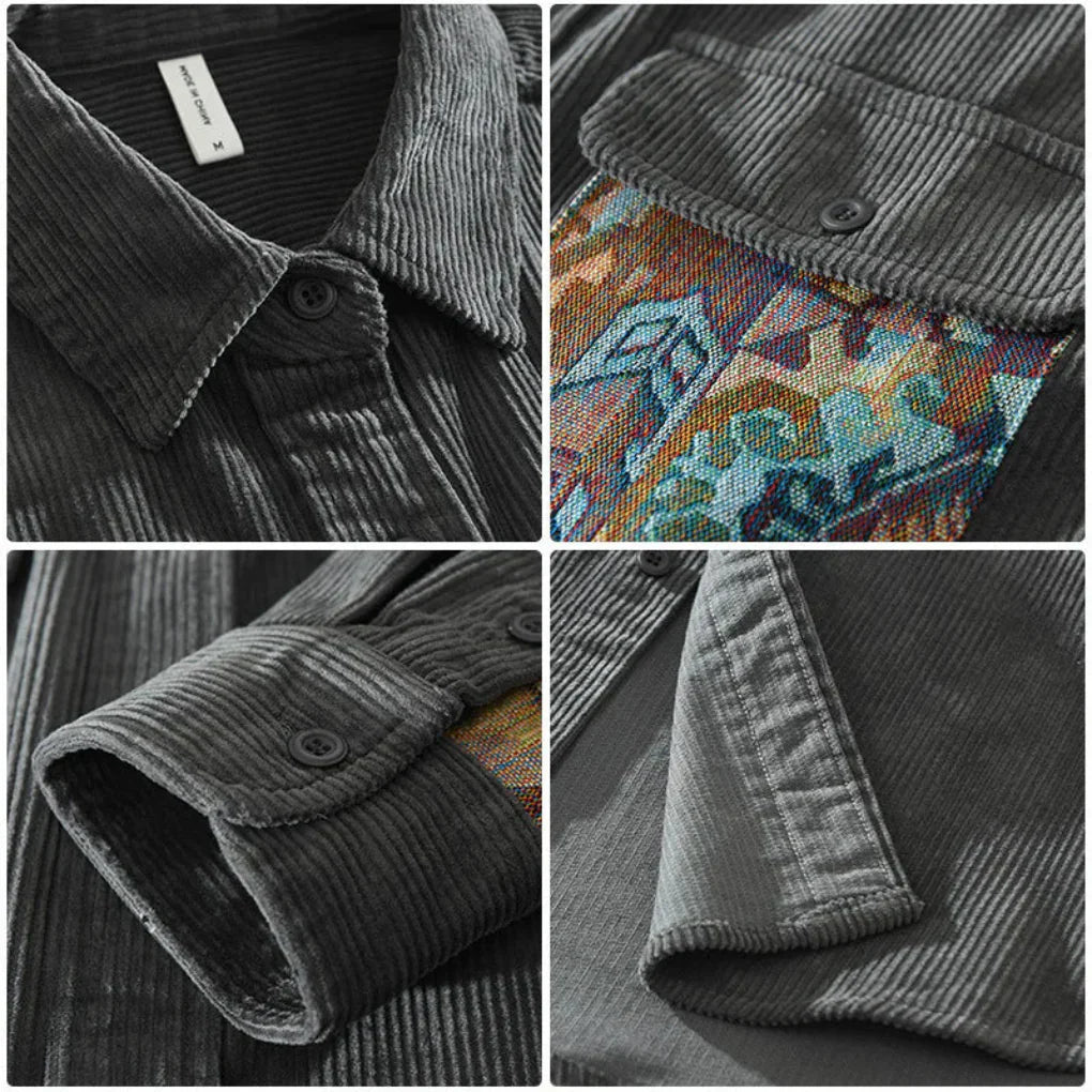 Camisa de Manga Larga Vintage para Hombres Estilo Clásico con Atractivo Atemporal