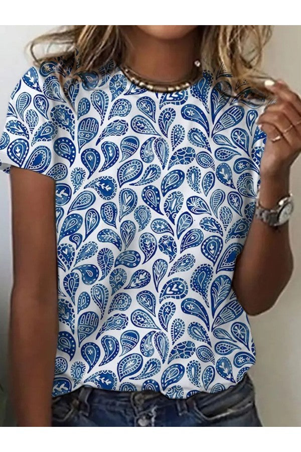 Camiseta estampada azul de mujer