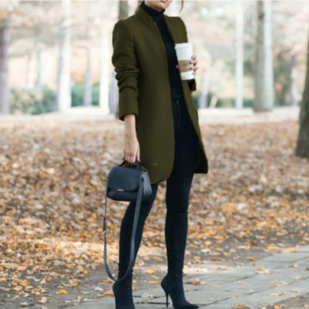 Abrigo de Invierno para Mujeres con Cuello Alto – Capa Superior Elegante con Calidez Clásica