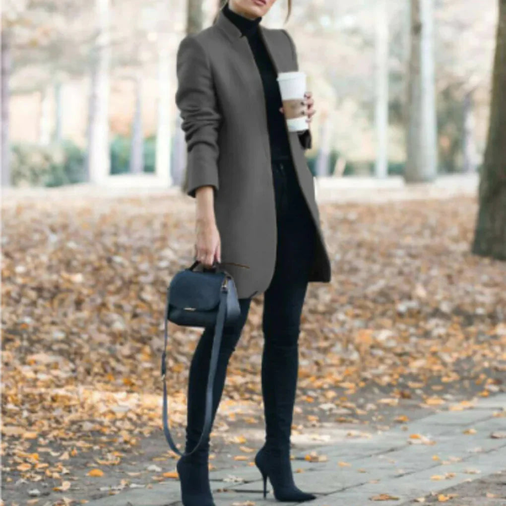 Abrigo de Invierno para Mujeres con Cuello Alto – Capa Superior Elegante con Calidez Clásica