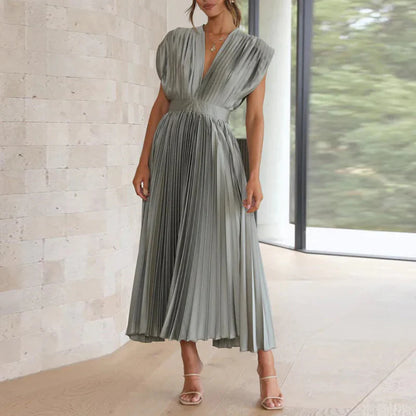 Vestido moderno sin mangas con cuello en V para mujer