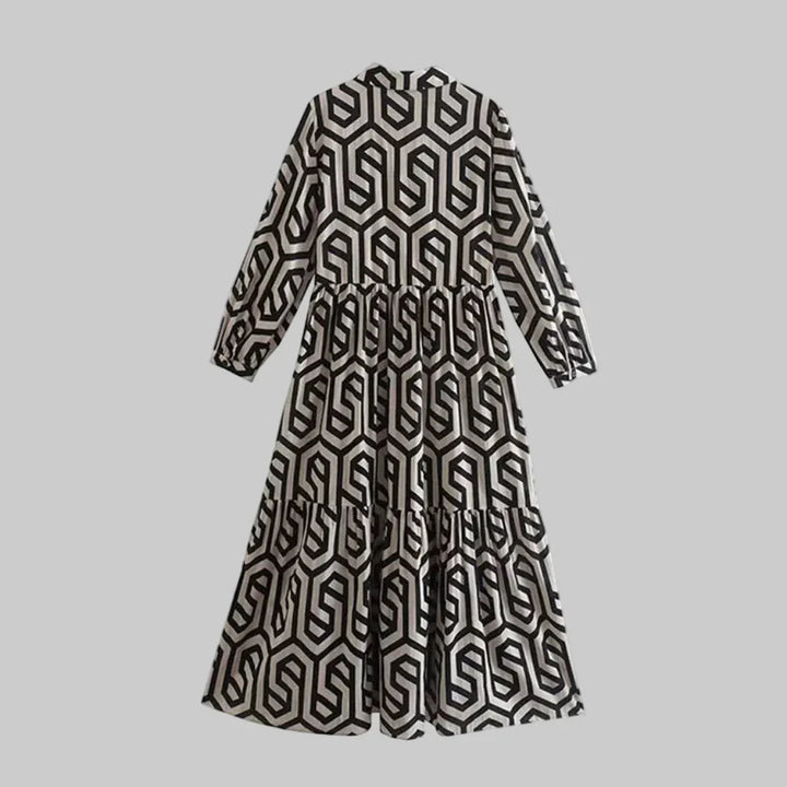 Vestido Geométrico de Manga Larga para Mujeres