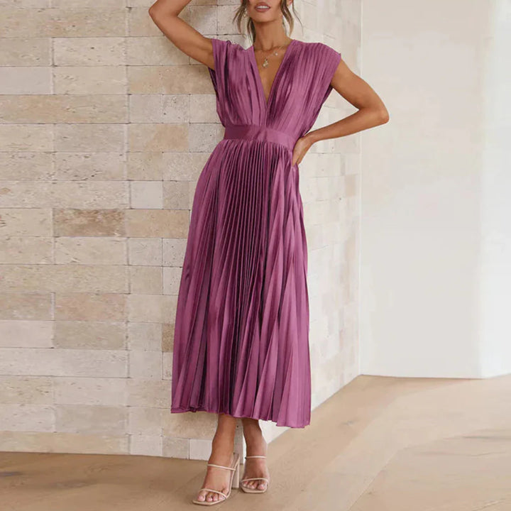 Vestido Sin Mangas Moderna V de Cuello para Mujeres – Estilo Chic de Día a Noche