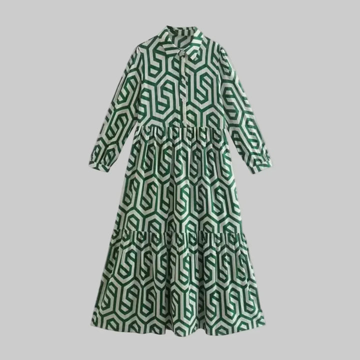 Vestido Geométrico de Manga Larga para Mujeres