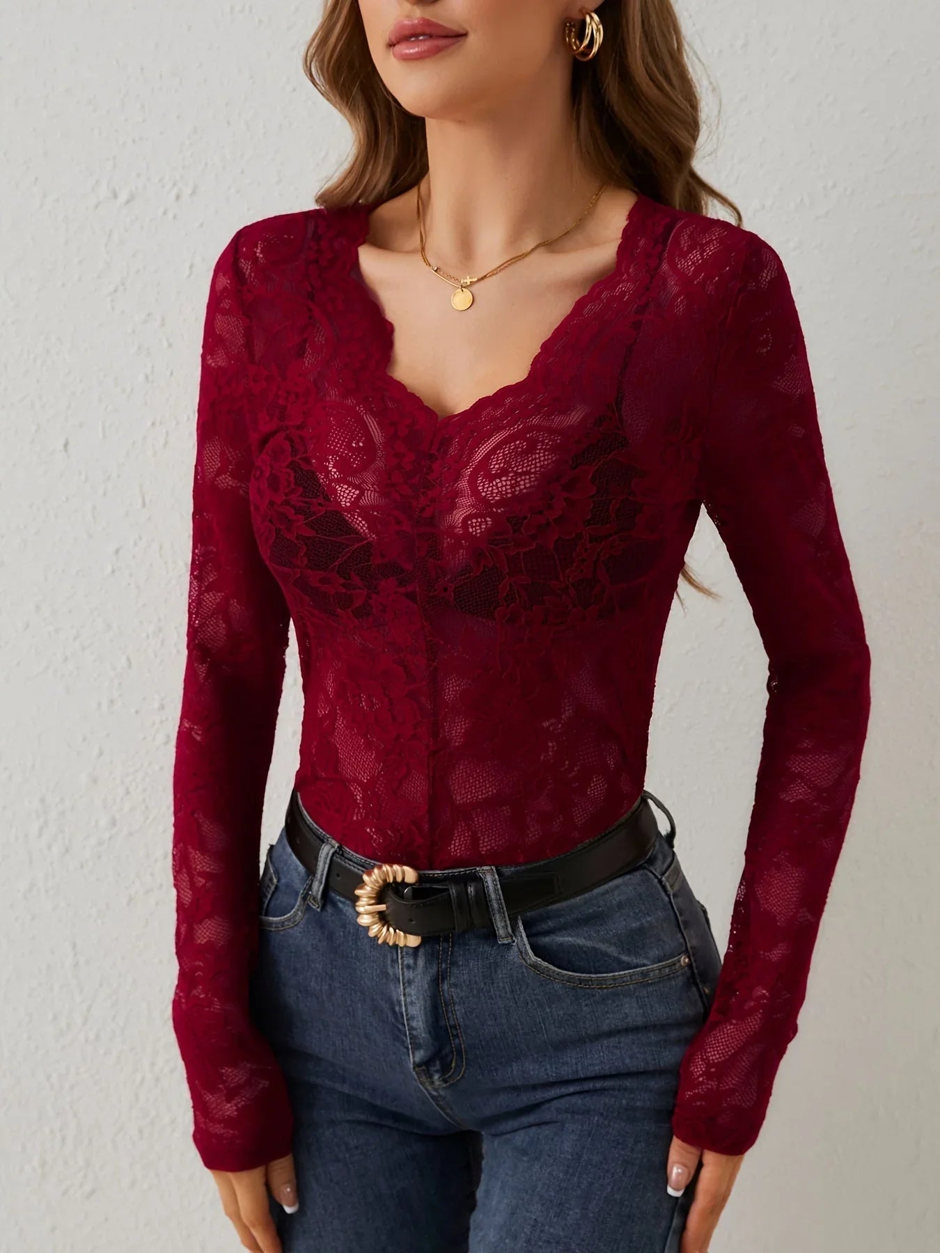 Blusa de encaje para mujer