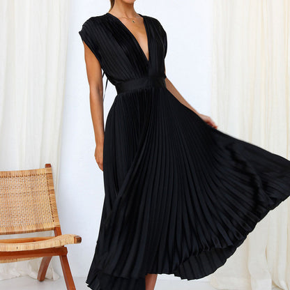 Vestido elegante con cuello en V para mujer