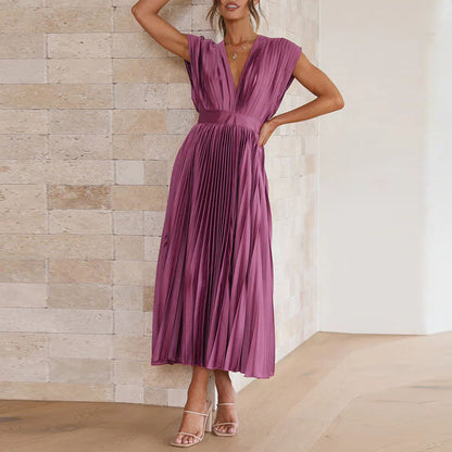 Vestido elegante con cuello en V para mujer