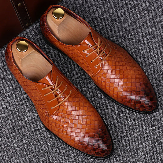 Zapatos elegantes de cuero con cordones para hombre